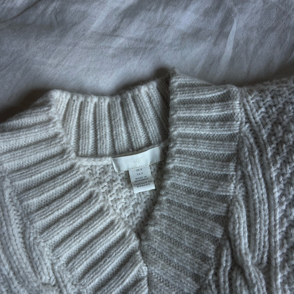 H&M Cream Cable Knit Oversized Sweater Vest